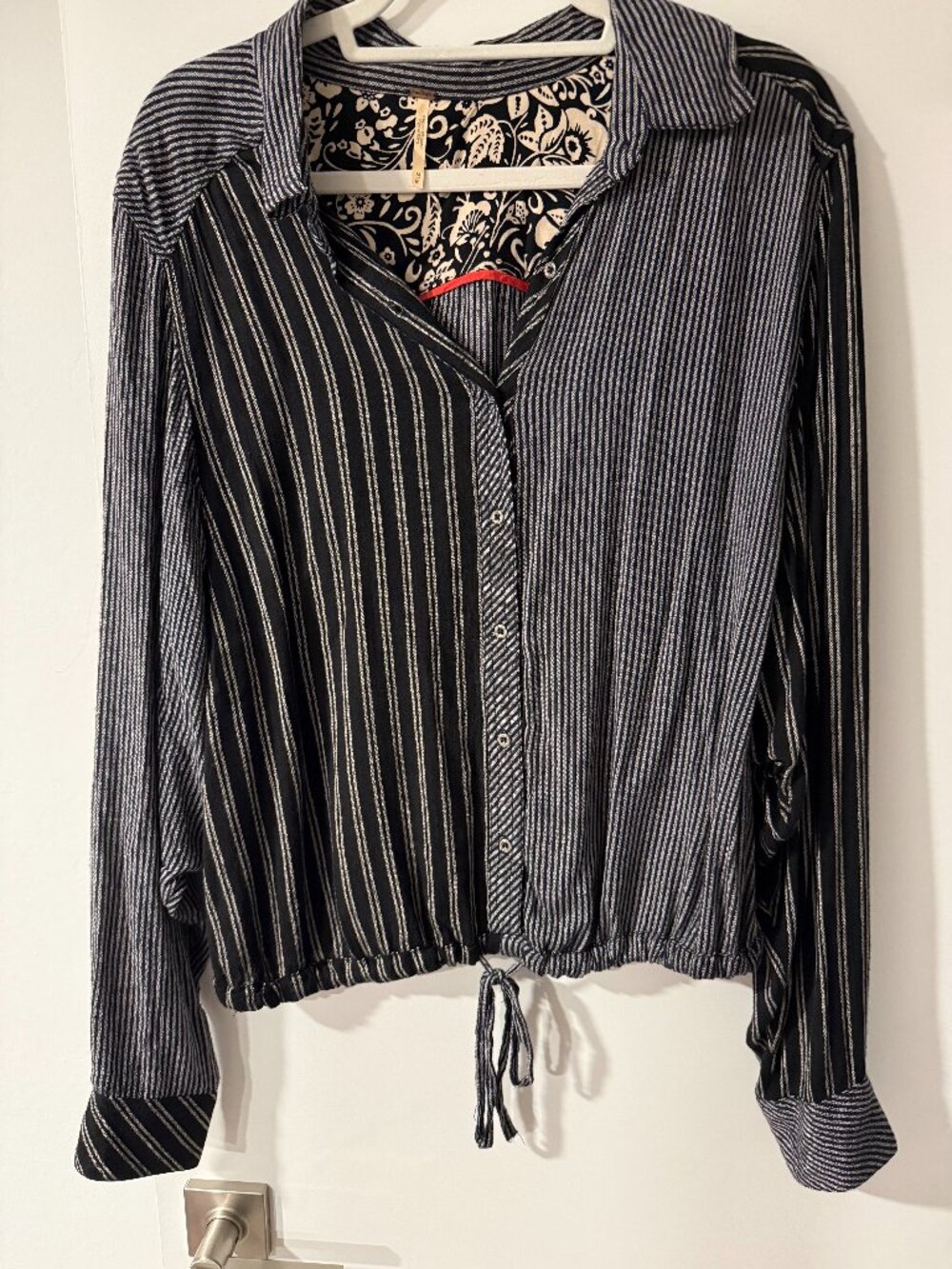Free People Irregular Striped Button Down Top size M